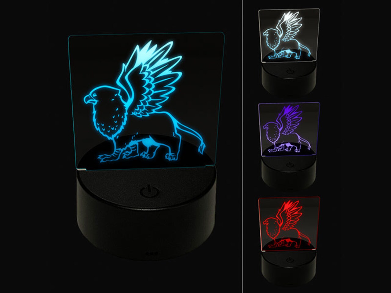 Enchanting Mythical Creature Griffin 3D Illusion LED Night Light Sign Nightstand Desk Lamp